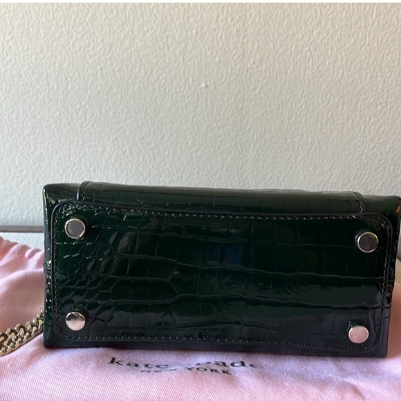 Kate Spade Green Croc Embossed Romy Handbag/Crossbody w/ Spade Turnlock New - Picture 4 of 10